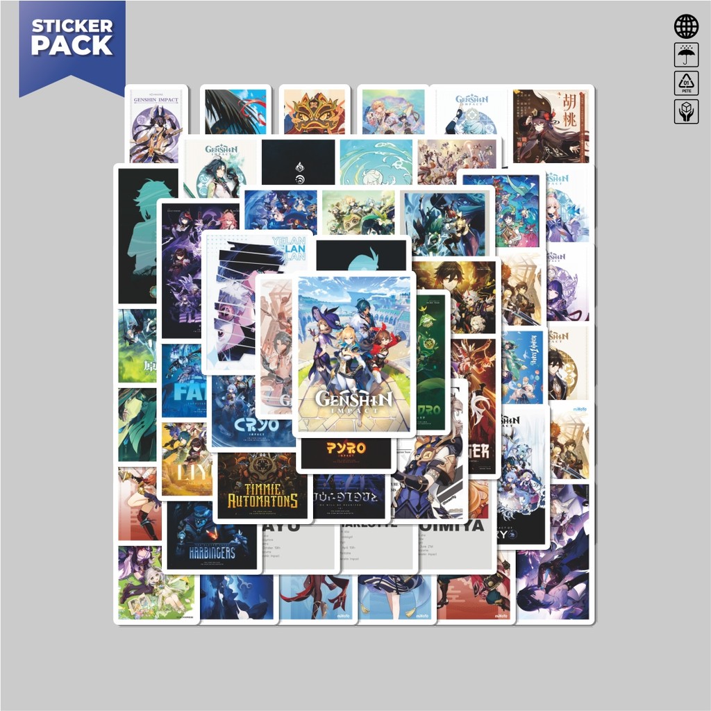 

[100PCS]Stiker Pack Stiker Anime Genshin Impact Aesthetic Vinyl Anti Air Dekorasi Sticker Laptop Buku Journal Koper Helm Casing HP Gitar Helm Skateboard