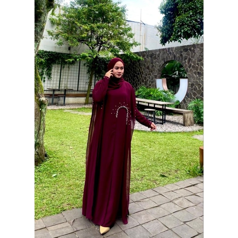 PARXETSHOP  abaya hitam arabian LUNA ABAYA elegan simple turkey terbaru 2025 elegan Kekinian