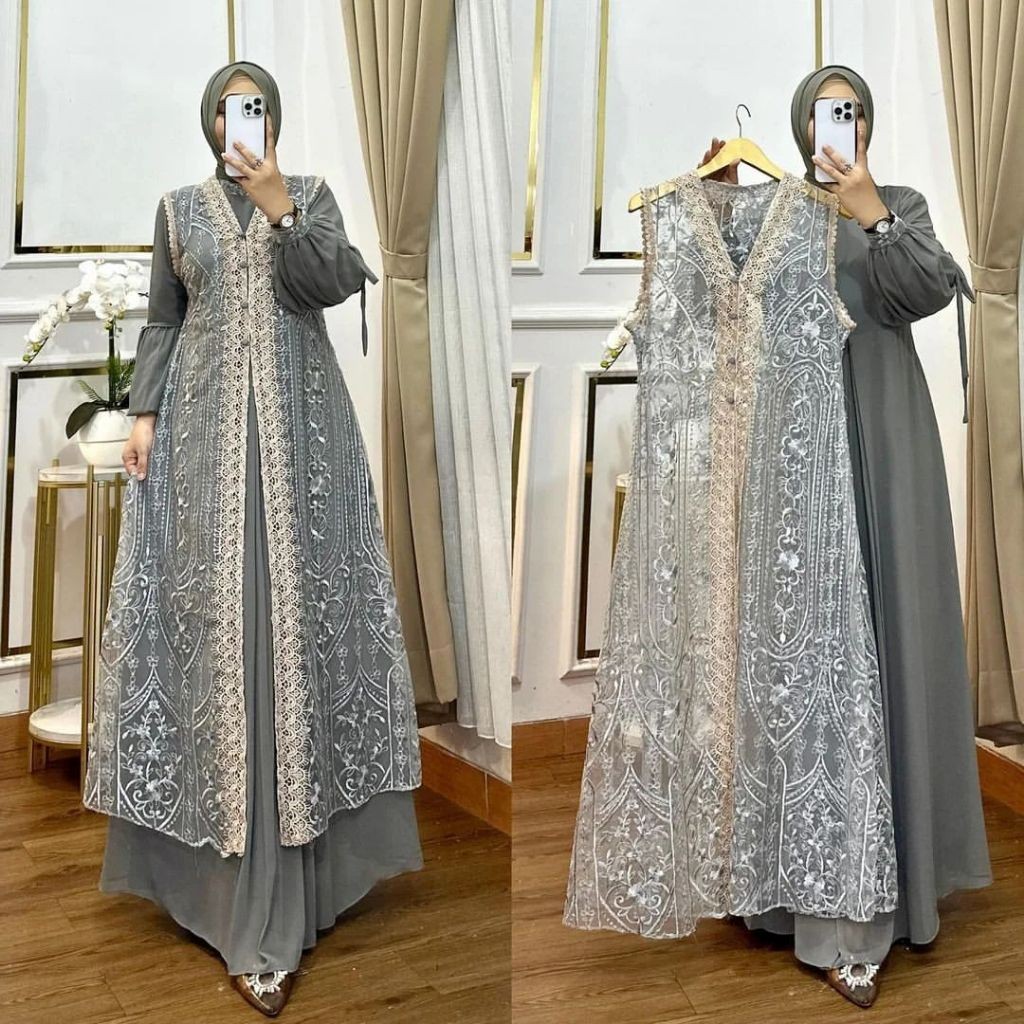 PARXETSHOP  Khamar Dress Gamis Ceruty Pesta Wanita Muslimah Model Terbaru Gamis Kondangan Aplikasi R