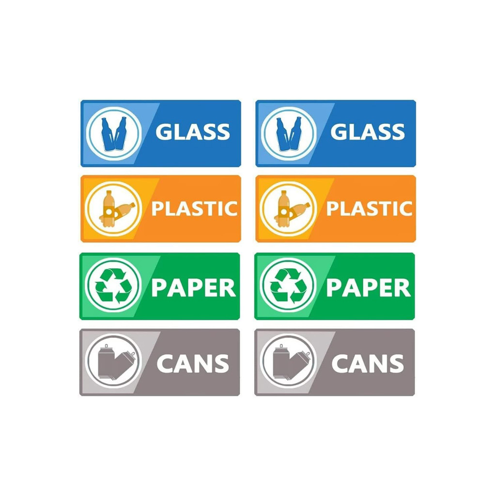 

Top label Recycle Label Decal for Trash Can,Trash Sorting Recycling Sticker Sign for Use in Home and Office,4*2 Inch,20 Pcs