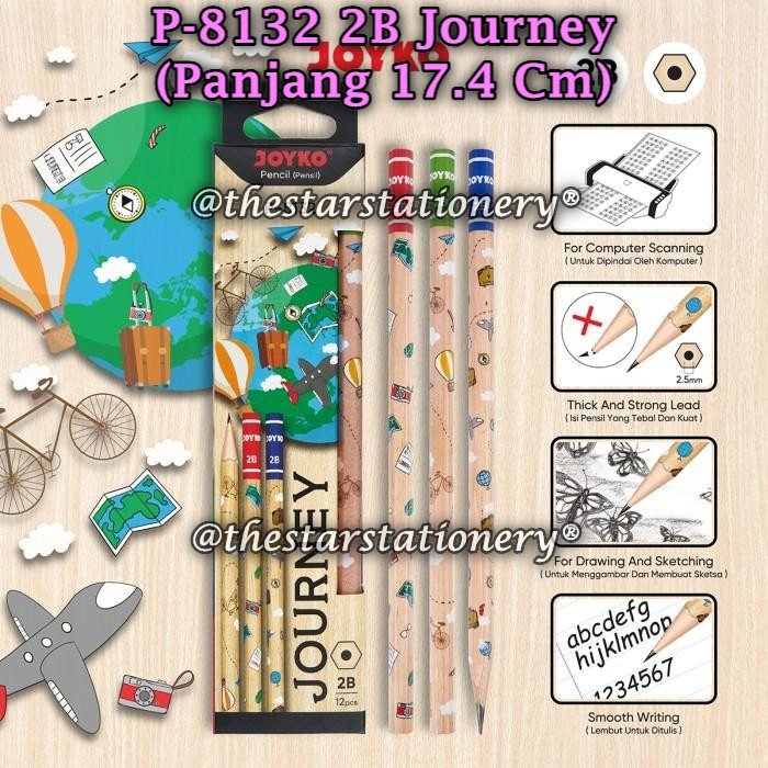 

(1 Pak/12) GROSIR Pensil JOYKO P-8132 2B Journey / Pensil Pencil Joyko P-8132 2B Journey (Pak/12)
