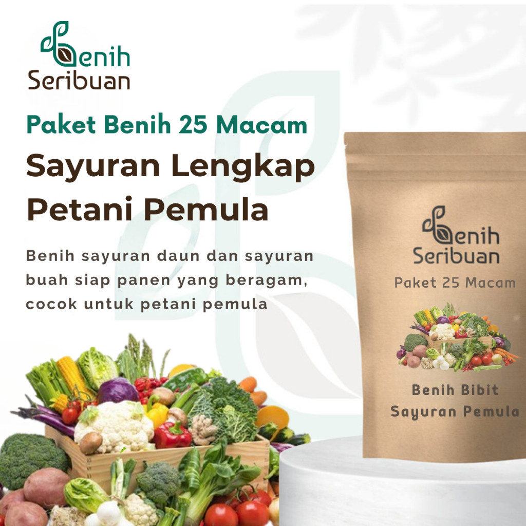 Benih Seribuan - Paket Lengkap 25 Macam Benih Sayur Sayuran Pemula