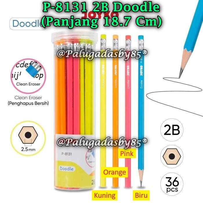 

(1 Biji) Pensil JOYKO P-8131 2B Doodle BISA PILIH WARNA / Pencil Pensil Joyko P-8131 2B (1 Biji)