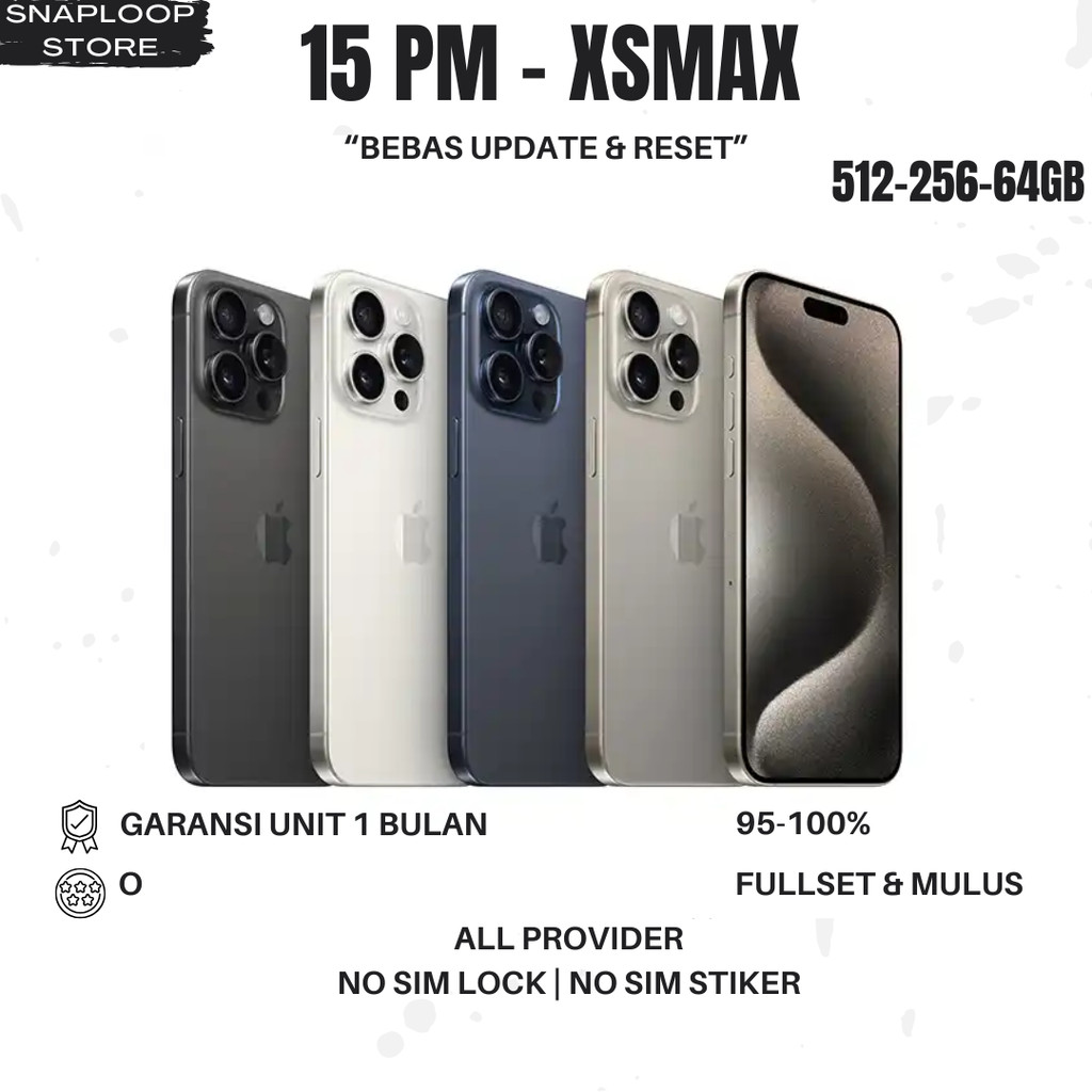 iphone second 15 promax - xsmax normal minus ganti housing 512gb 256gb 64gb original fullset ip pm