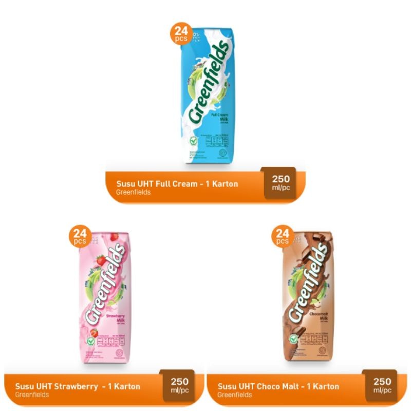 

Surabaya Gosend Dus 250ml Greenfields Susu Cair Uht 250 ml Greenfield