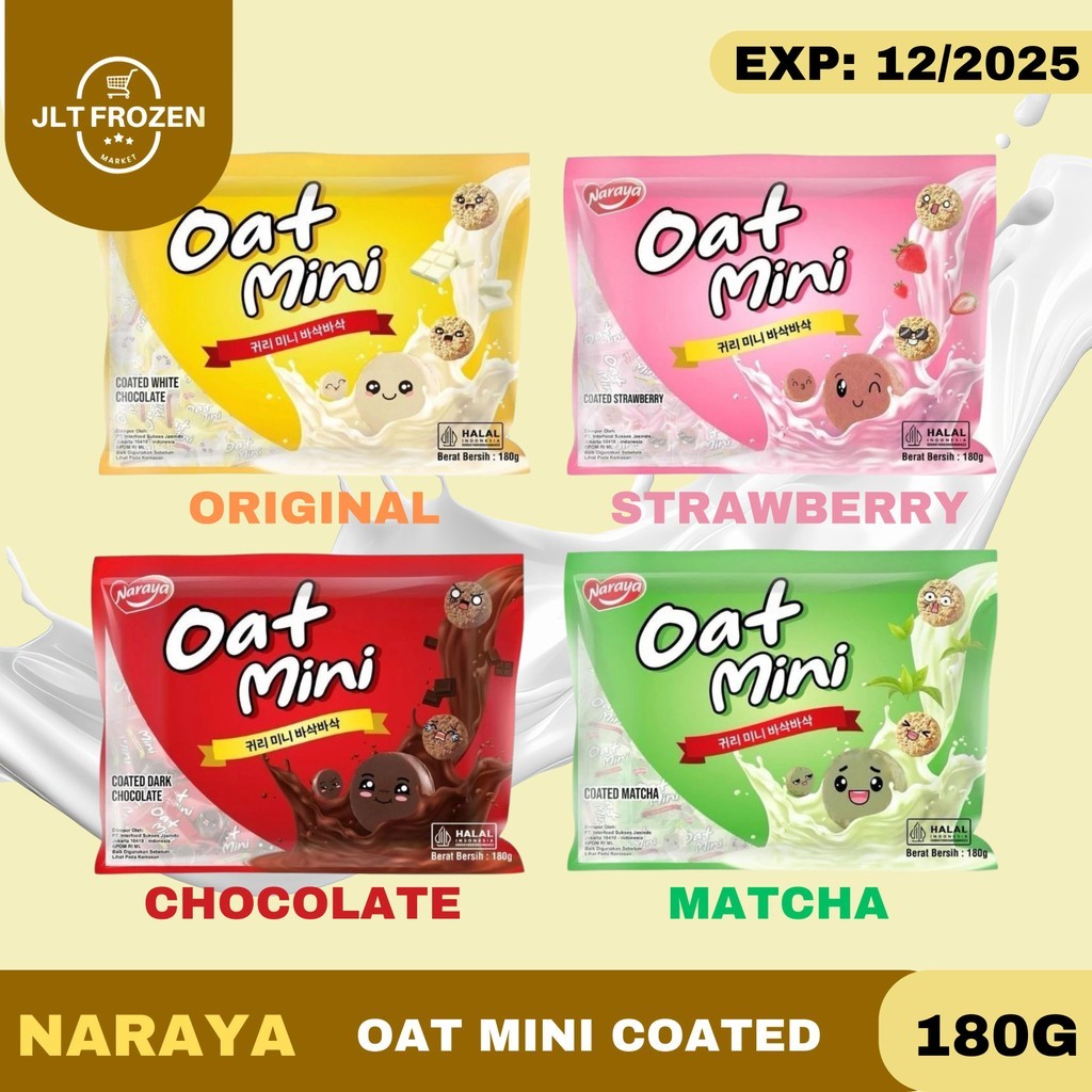 

Naraya Oat Mini / Oat Choco / Original / Dark Chocolate / Strawberry / Matcha / Snack / Cemilan / Cemilan Oat / Crunchy 180g