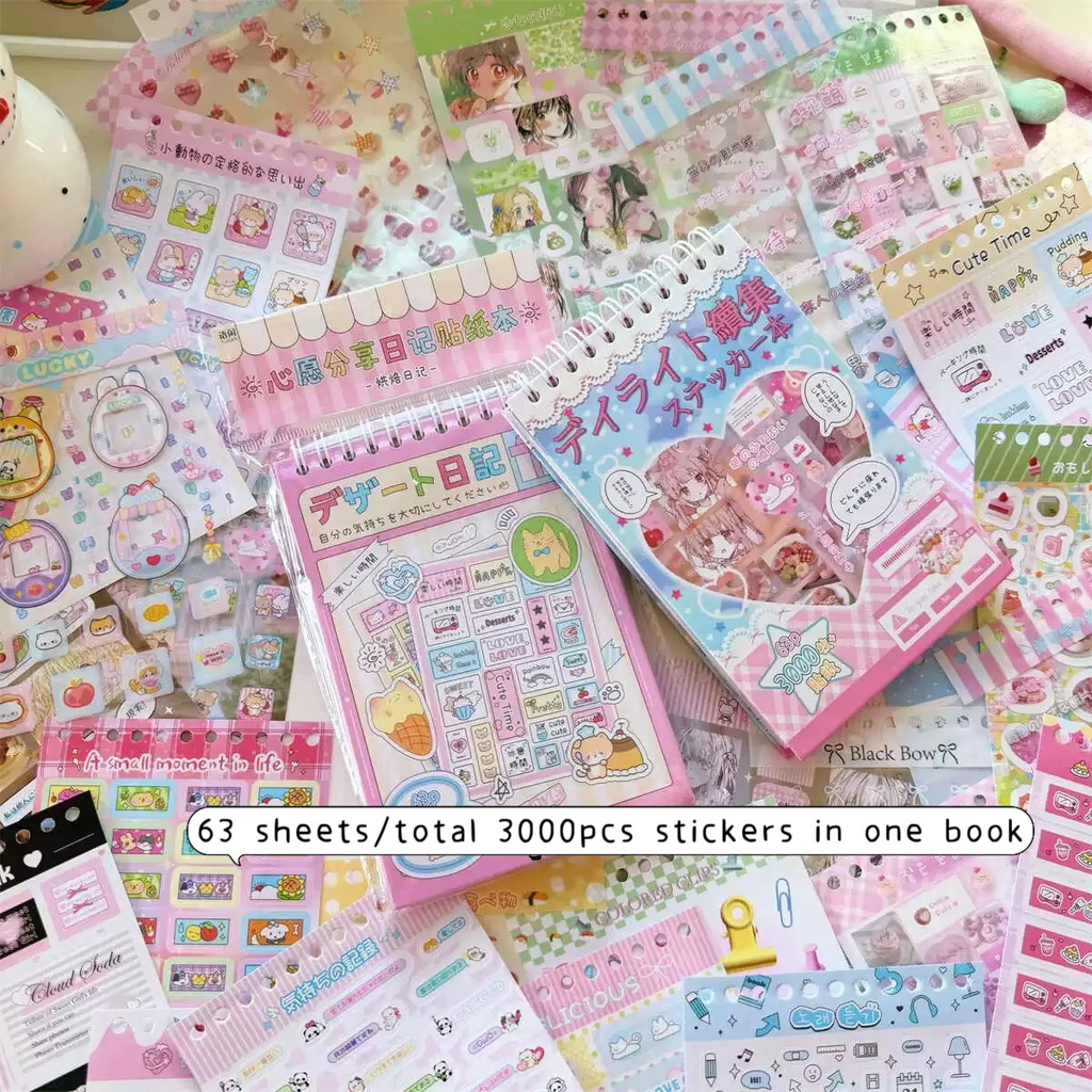 

MINKYS 63 sheets/piece Decorative Stickers Laptop Kpop Toplader Photocard Sticker Kids Gift Stationery