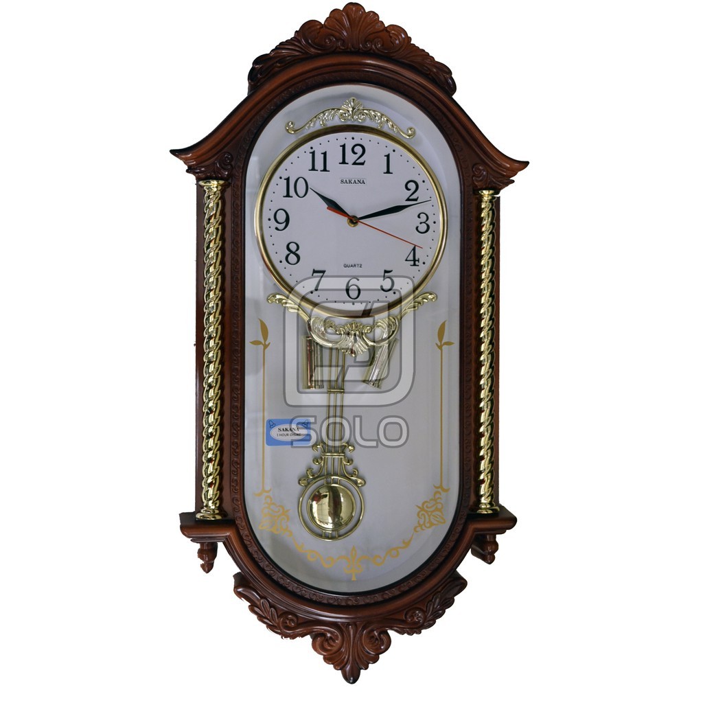 Clock Jam Dinding Rumah Kotak Sakana 322 Jam Bandul Lonceng
