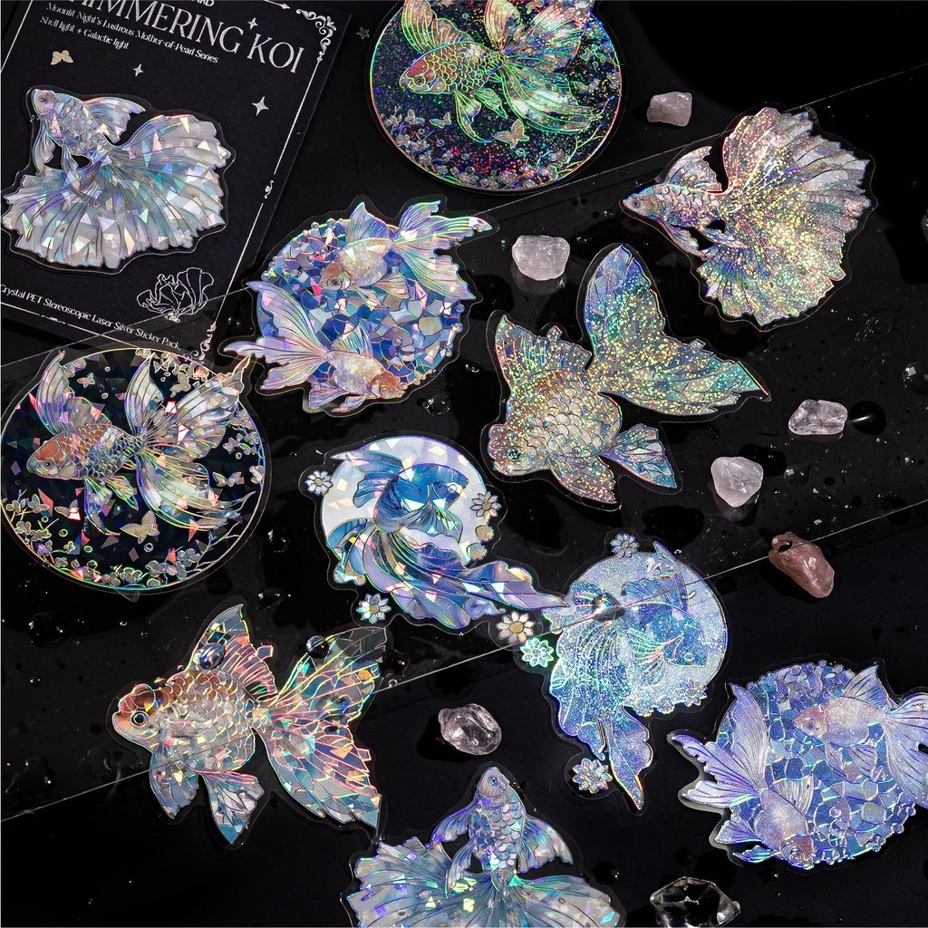 

10 Pcs PET Laser Silver Sticker Pack Junk Journal DIY Scrapbooking Art Collage Stationery Planner Decor Diary Stickers