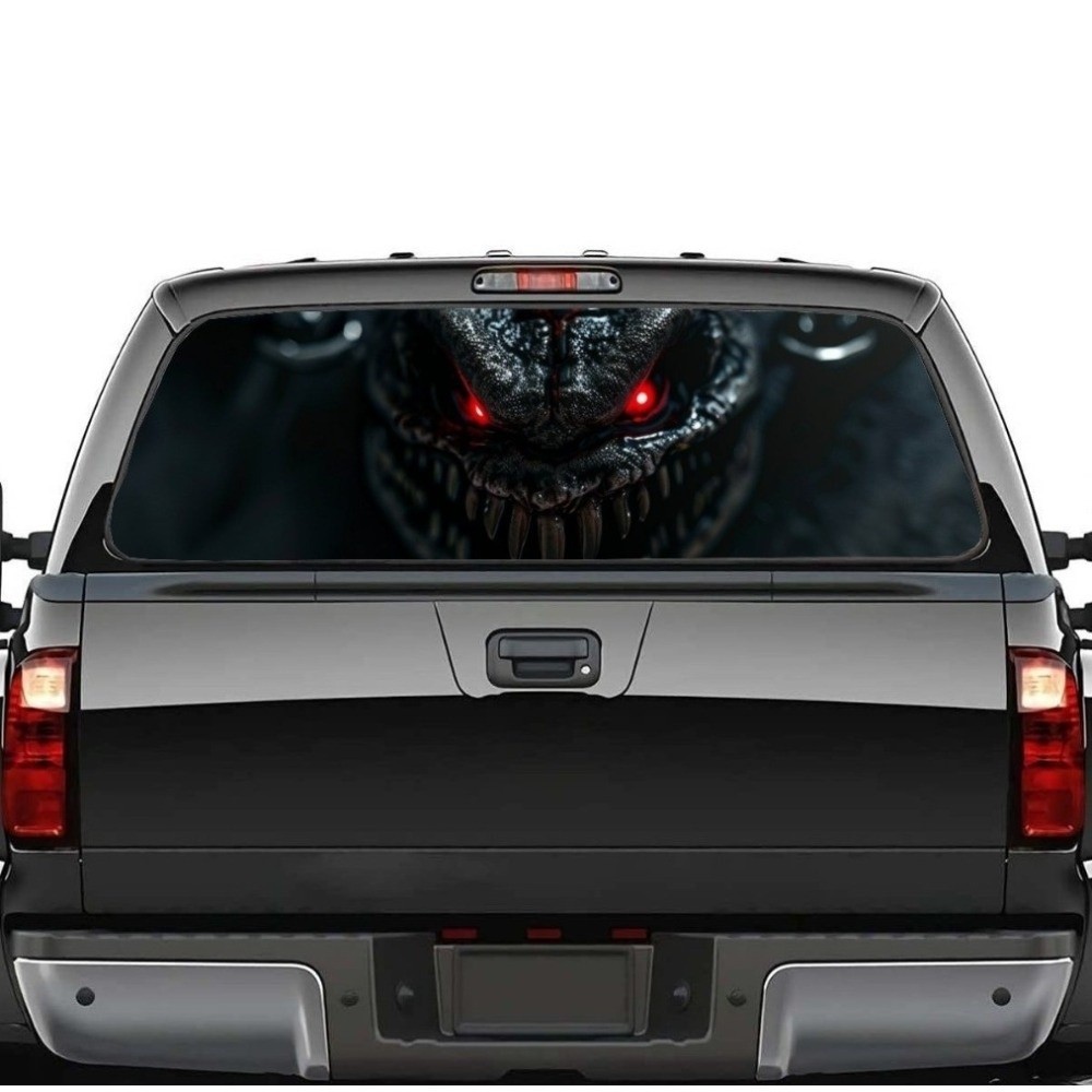 Monster dengan Mata Merah dalam Gaya Gelap Misterius Stiker Kaca Belakang Mobil Stiker Jendela Truk 