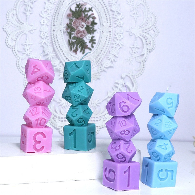 

Irregular Multi Sided Four Layer Dice Candle Silicone Mould DIY Geometry Plaster Resin Mold Handmade Digit Drip Glue Home Decor