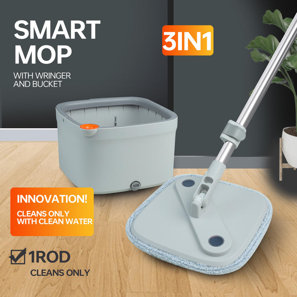 Spin Mop with Bucket Set with 4 Replaceable Mop Pads Home Cleaning Wet and Dry Mop Household 360 Fla