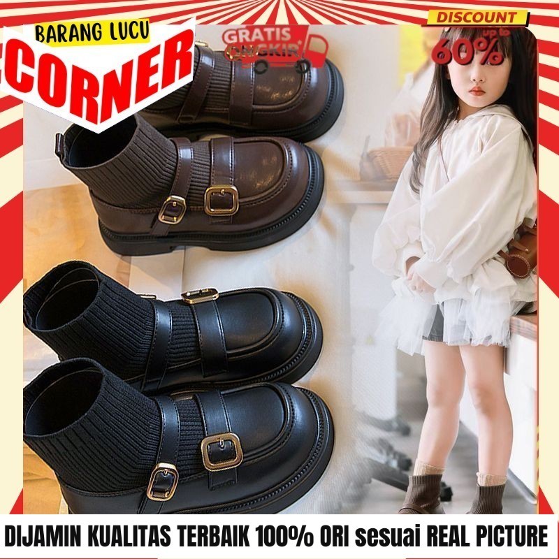 Sepatu Pantovel Boot Tinggi Anak Perempuan Laki Laki With Sock Slip On Usia TK SD Murah Import
