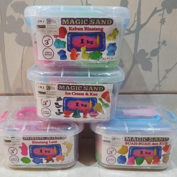 Hot Produk Mainan Anak PASIR KINETIK AJAIB - 1KG - PASIR 1KG + CETAKAN Terbaik dan Terlaris