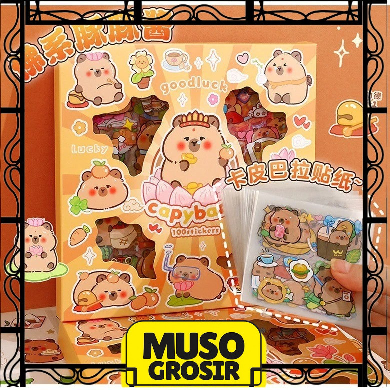 

MUSO | Stiker 2D Box CAPYBARA / Sticker Lucu Aesthetic KARAKTER CAPPYBARA Untuk Deco DIY Botol Casing HP Gantungan