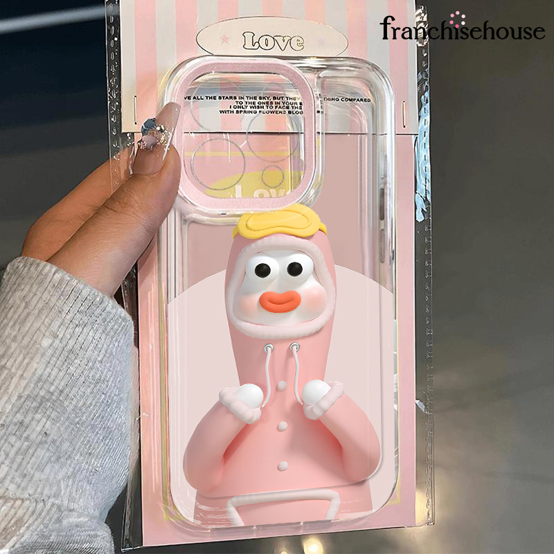 Casing iPhone Lucu Motif Bebek Warna Merah Muda Colorful Bingkai Lensa Case Fashion Cocok untuk iPho