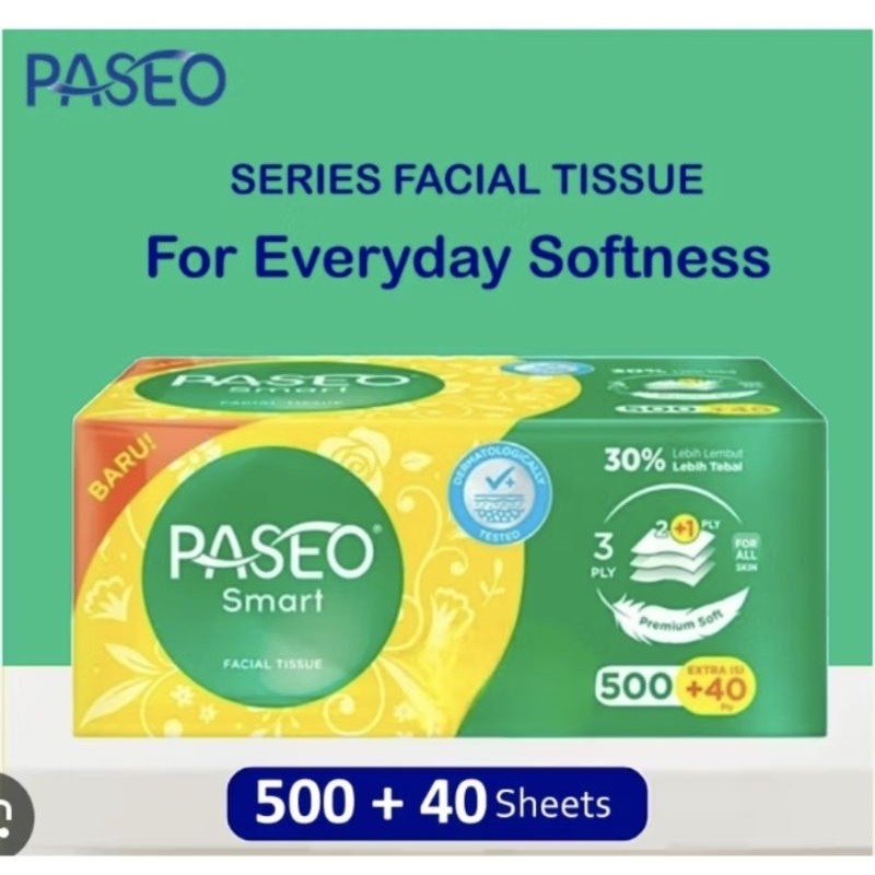 TISU ( PASEO 540 Helai 500 + 40 PLY 3 PLY( BESAR ) PASEO 250 FACIAL TISUE SMART TISSUE EKONOMIS GROS