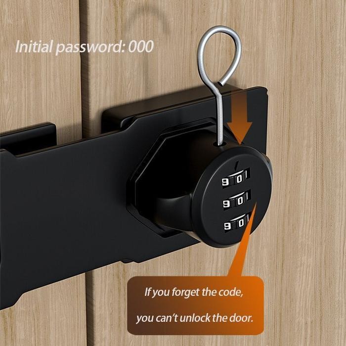

Kunci Gembok Pintu Kombinasi 3 Digit 90 Derajat Tempat Gembok Pintu - HitamSale