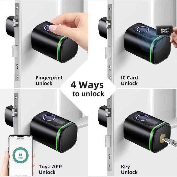 

Smart Door Lock Fingerprint Smart App Unlocking Tuya Alarm - Hitam