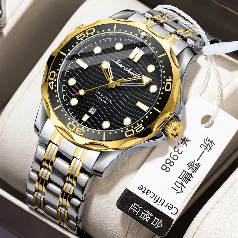 

Jam Tangan Haima 300 Pria Kalender Bercahaya Kancing Kupu-Kupu Dua Sisi Jam Tangan Kuarsa Tahan Air