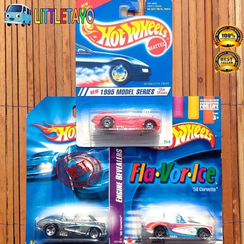 HOTWHEELS 58 CORVETTE COUPE BIRU TOSCA KUNING SILVER ORANGE MUSCLE MOBIL CLASSIC