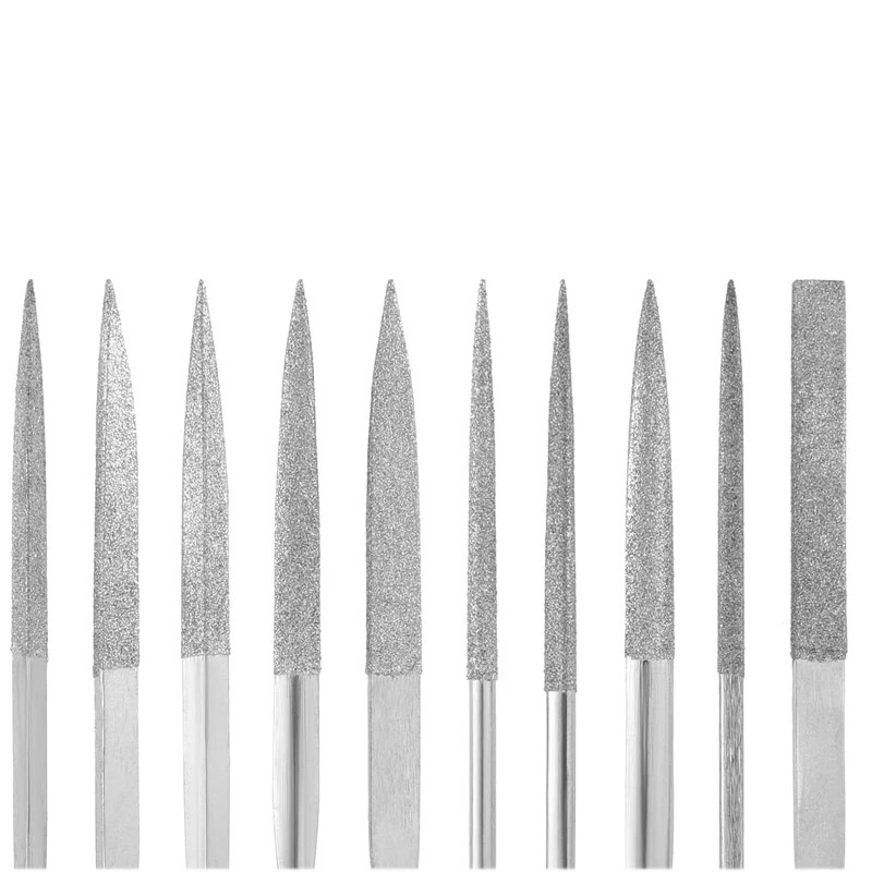 

SenNan 10Pcs Diamond Needle File Set 3x140mm Mini Needle File Kit For Stone Glass Metal Carving Craft Hand Tools Needle File Set