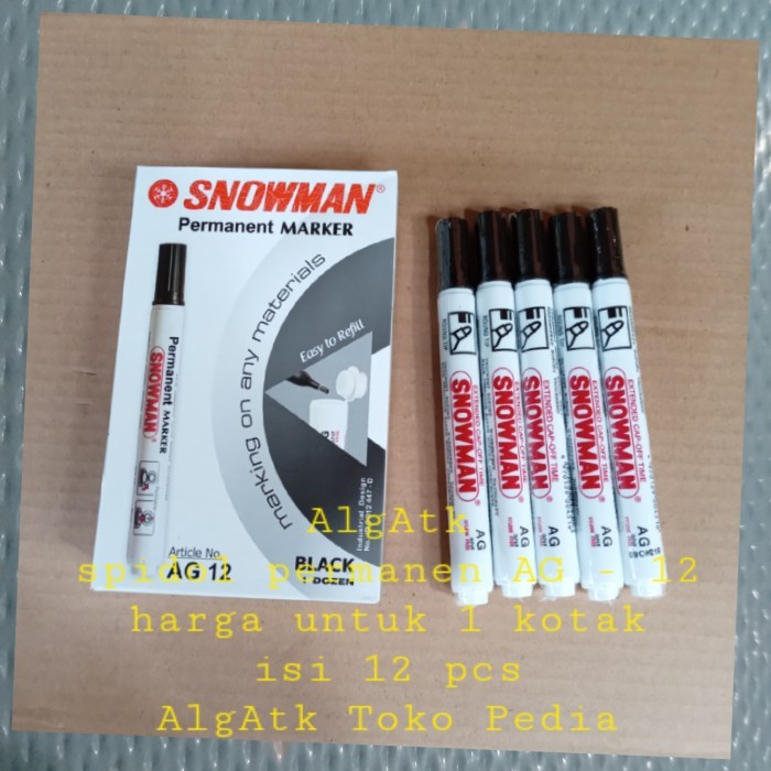 

[New Arrival] SNOWMAN. SPIDOL PERMANENT MAKER. SPIDOL TIDAK DAPAT DI HAPUS. AG-12. - Hitam