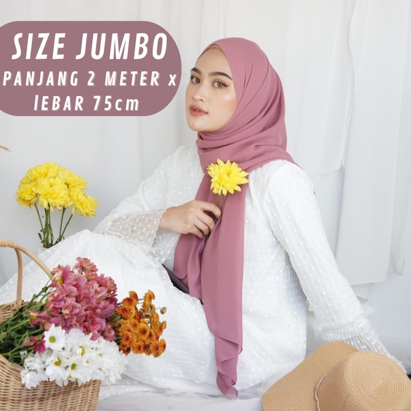 Pashmina Ceruty Baby Doll Premium Jahit Tepi Jumbo