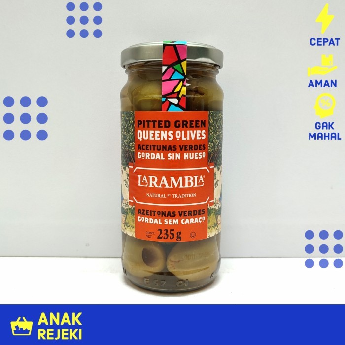 

[Best Seller] Pitted Green Queen Olives La Rambla 235g - Buah Zaitun Olive Hijau