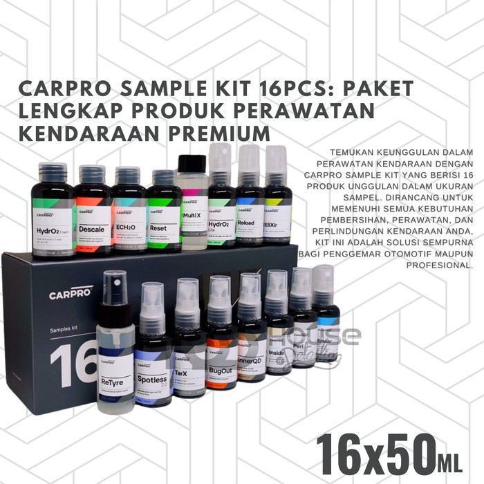Carpro Sample Kit 16pcs - Paket Lengkap Produk Perawatan Kendaraan Premium - car care kit, detailing