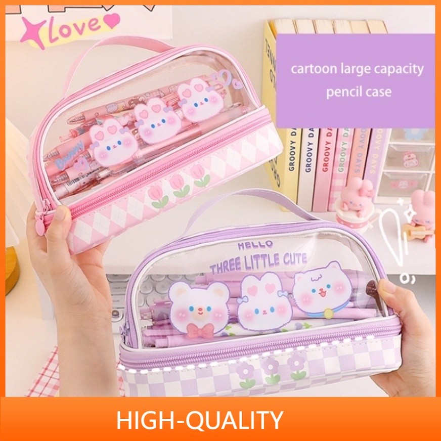 

【COD】Tempat Pensil Kapasitas Besar Bahan PVC Untuk Sekolah（Dapat menampung 70 pulpen）