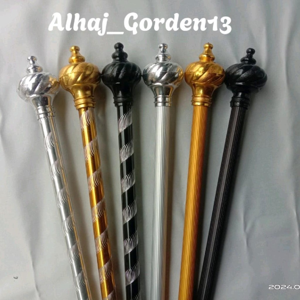 Besi Batang gorden Rell gorden Full Set Besi Batang Bulat Alumunium gorden pintu