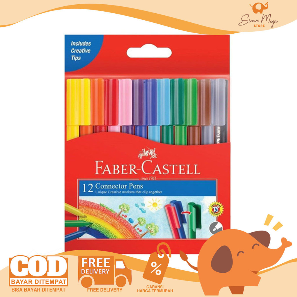 

Faber Connector Pen 12 Color / Spidol Warna Set 12 Color