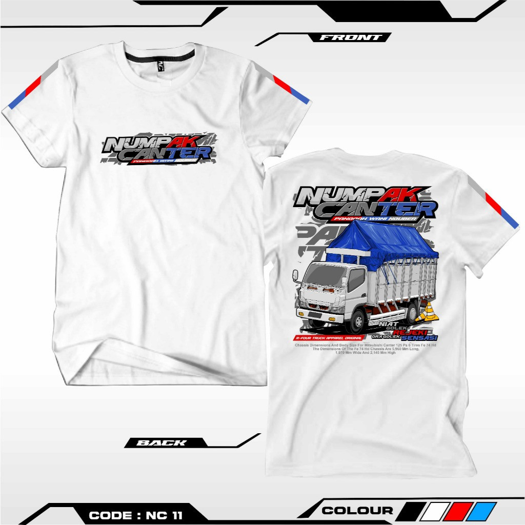 Kaos Numpak Canter Truck Cabe Laok Canter Herex NC11 Lengan Pendek Katun Unisex Atasan Dewasa & Anak
