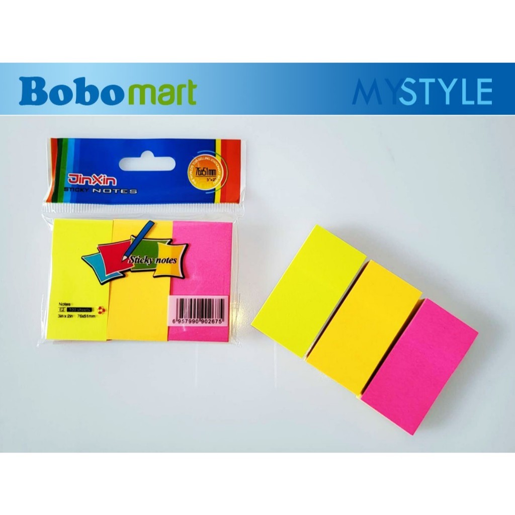 

BOBOMARTS JAKARTA STIKER MEMO KERTAS CATATAN 3" x 2" 100 LEMBAR 3 WARNA STICKY NOTE MEMO TEMPEL STICKY NOTES MURAH