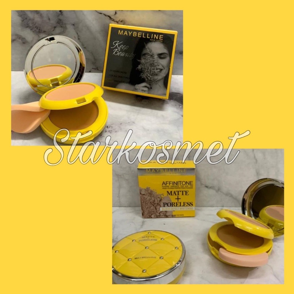 Bedak Maybelline Affinitone / Keep Beauty Kuning Motif 2 in 1 / Bedak Padat / Bedak Basah
