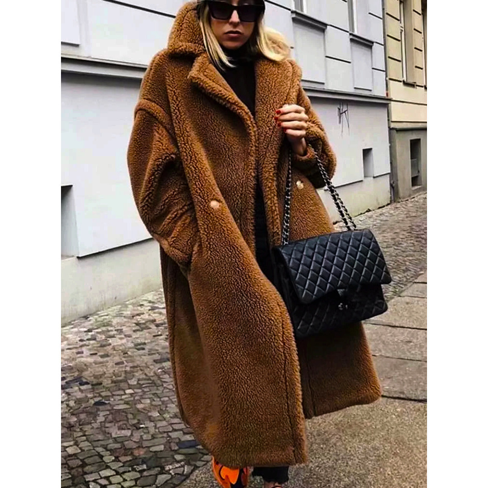 jaket jas blazer jubah bulu panjang wanita/long coat wanita korea style kekinian