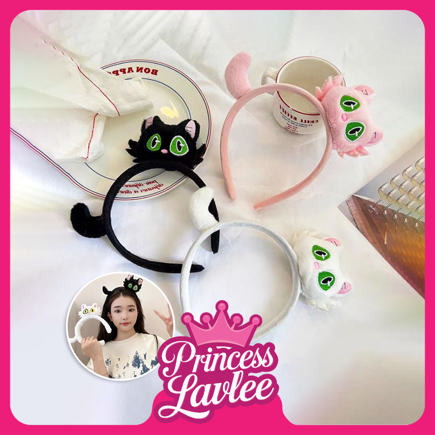 PL  F6410 Bando Lucu Motif Kucing  Aksesoris Rambut Wanita Style Unik  Hairband Cosplay Cute  Bando 