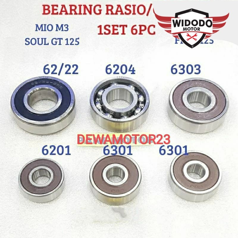 BEARING LAHER RASIO GARDAN 1 SET MIO M3 125 MIO SOUL GT 125 FINO F1 125 EXRIDE  FI 125 HIGH