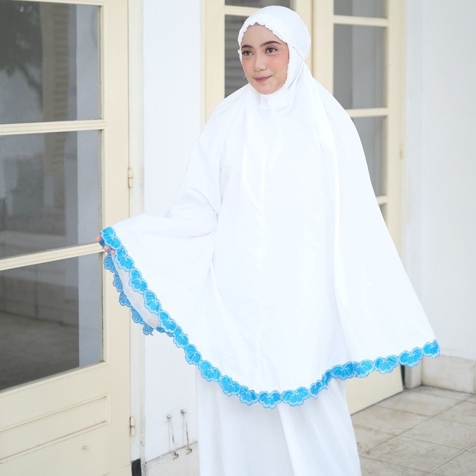 READYSTOCK mukena putih mukena putih mukena bordir punggung mukena travel mukena annur mukena setela