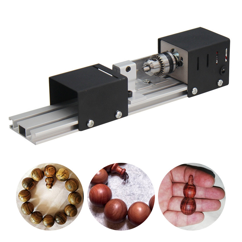 Mesin Bubut Mini Lathe Wood Metalworking / Mesin Bubut Kayu 80W Mini Lathe Bench Wood Kerajinan