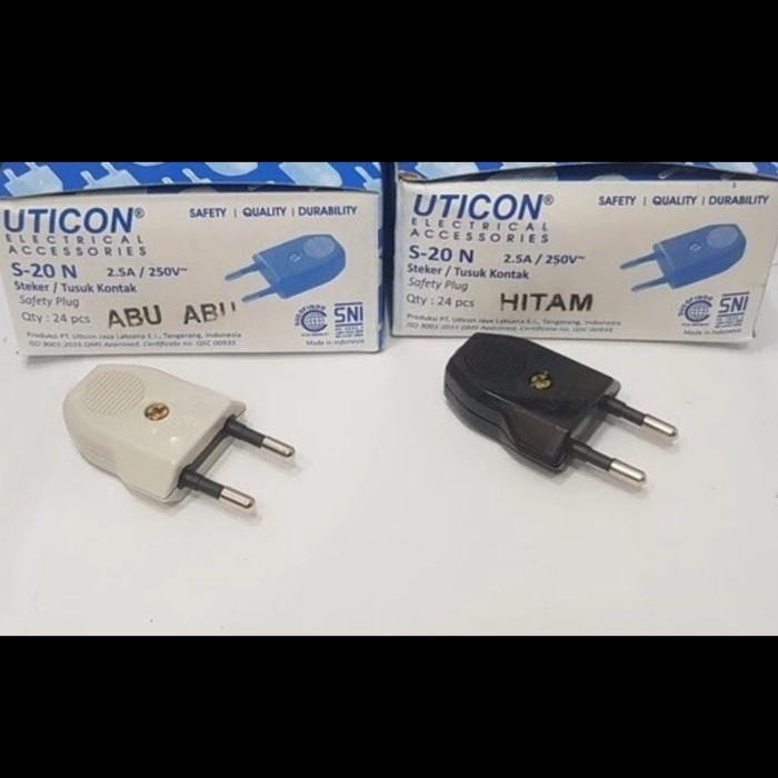 Uticon Steker Biasa Gepeng S20 / Colokan Gepeng/ Terminal Kuningan
