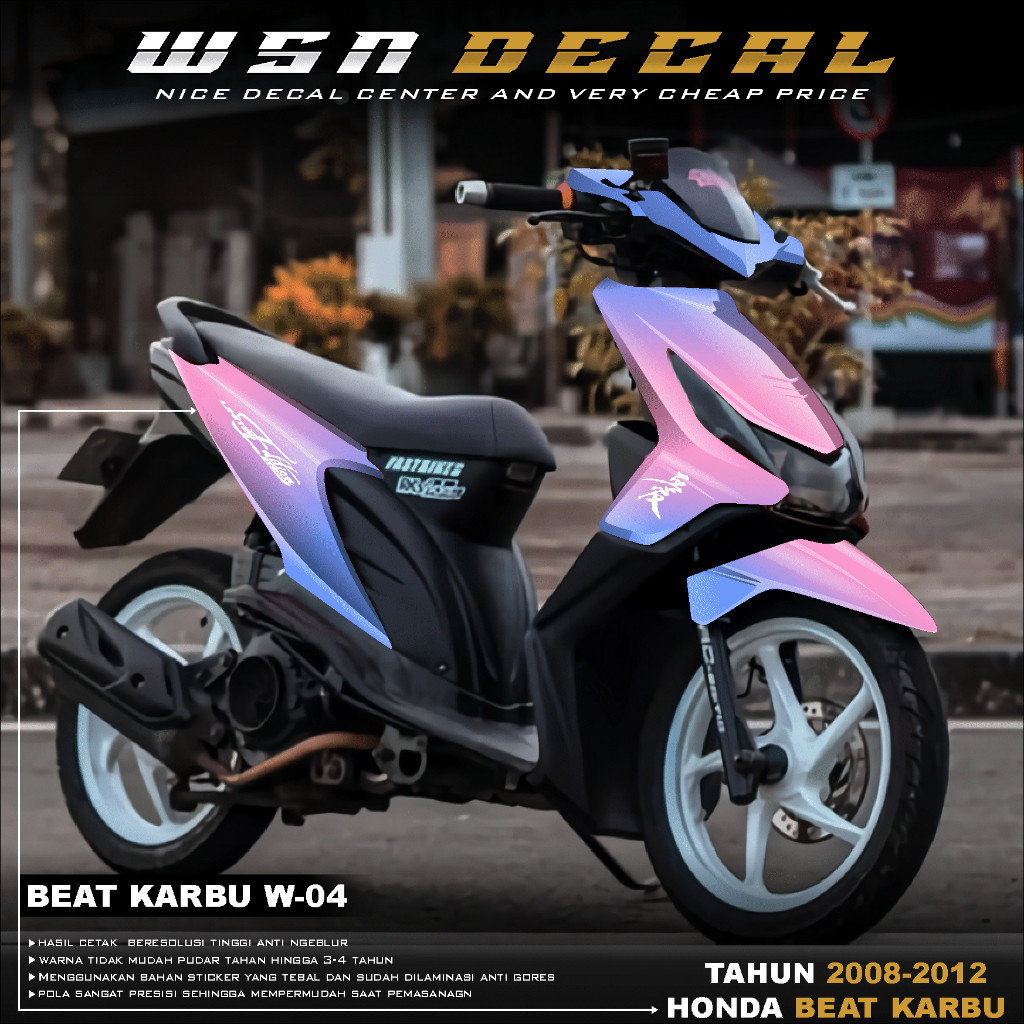 Decal Sticker BEAT KARBU 2008 - 2012 FULL BODY - Stiker Dekal Skotlet Motor Honda Murah