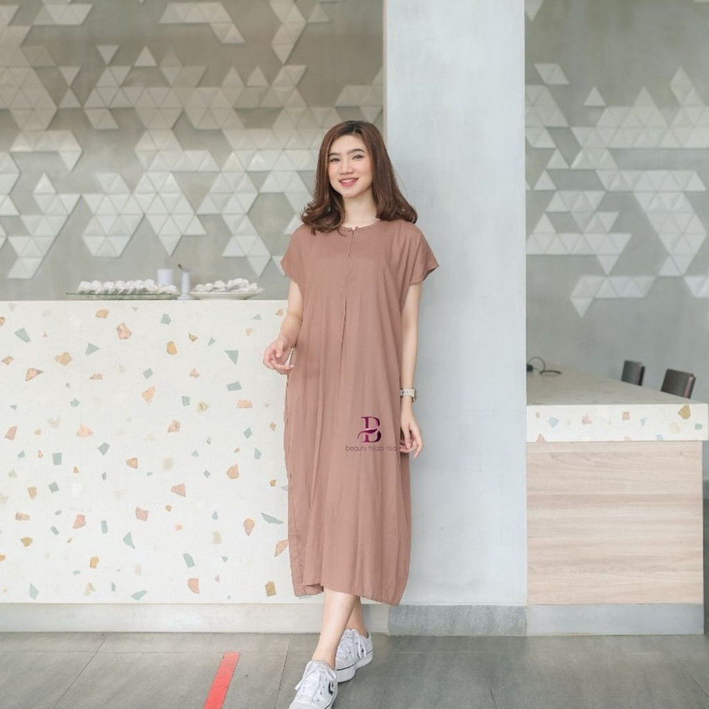 Beautyhijab - Daster dress long busui habel panjang semata kaki terbaru 2024 rayon polos premium /Ne