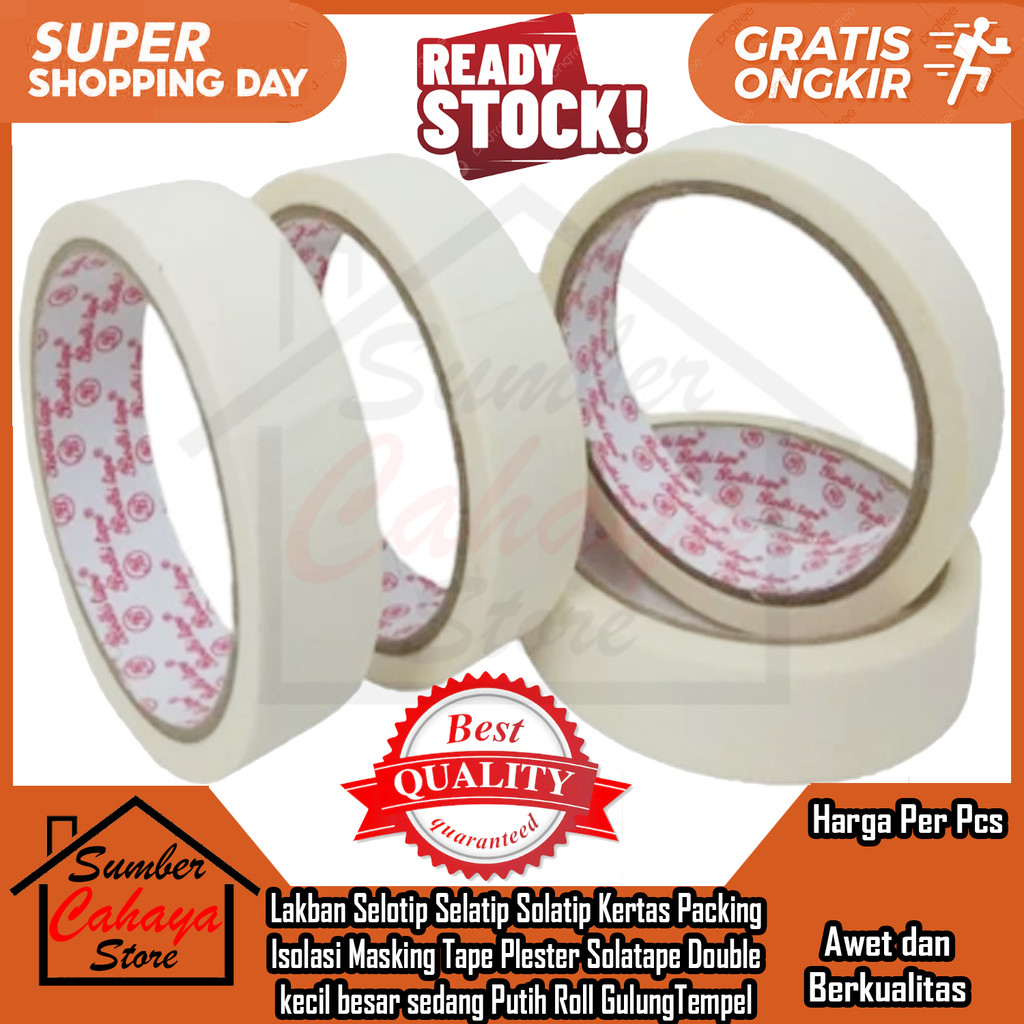 

Lakban Selotip Selatip Solatip Kertas Packing Isolasi Masking Tape Plester Solatape Double Solasi Selotip Rolltape Selotipe Robek Krep Selasiban Solasiban Ducttape Perekat Plekat Rekat lengket Tempel ATK Lem Lim Besar Kecil FRZ Sedang Roll Rol Gulung