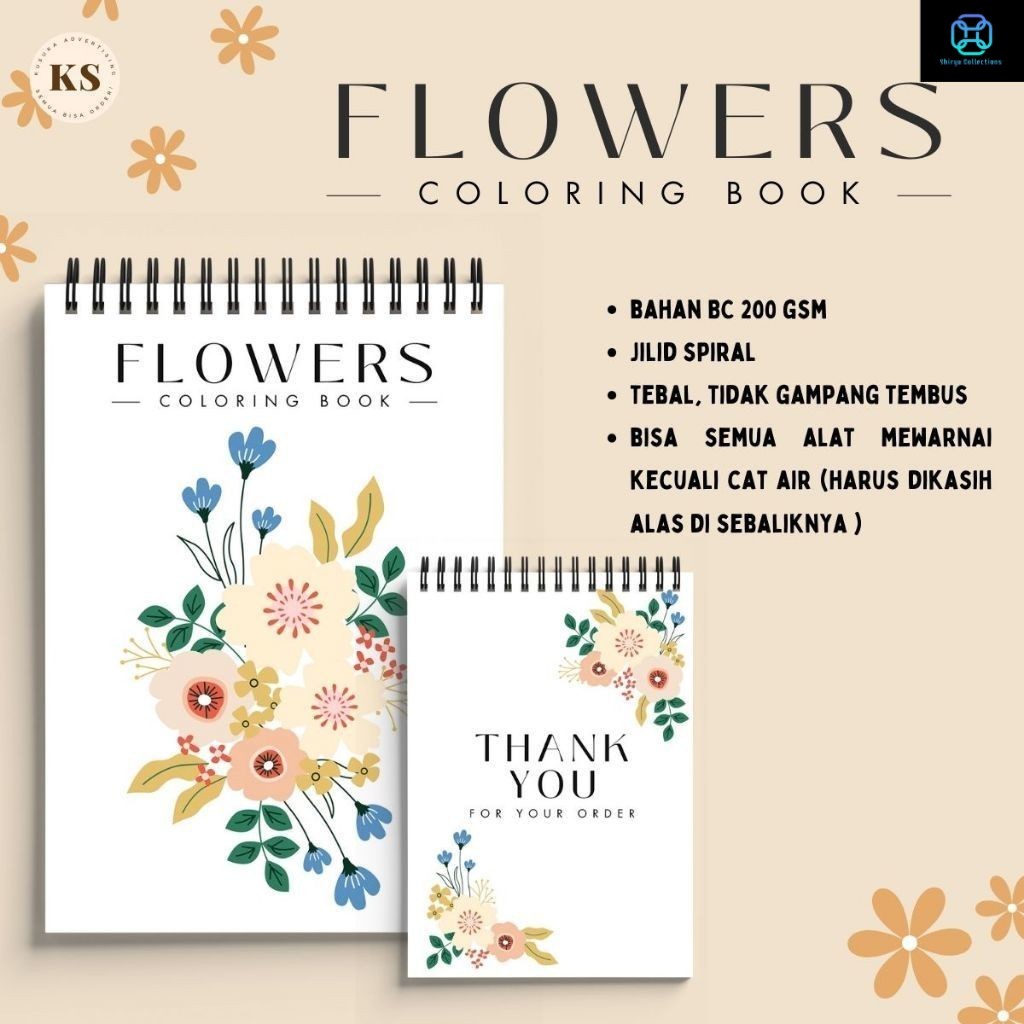 

Flowers Coloring Book Cozy Book Adult Buku Mewarnai Remaja Dewasa Spiral Kertas Tebal Tema Bunga