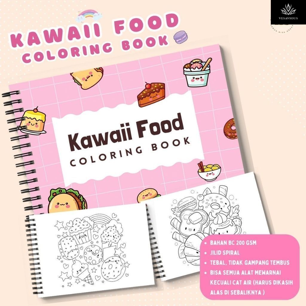 

Kawaii Food Cozy Coloring Book Relaxing Activity Buku Mewarnai Remaja Dewasa Aesthetic Kertas Tebal