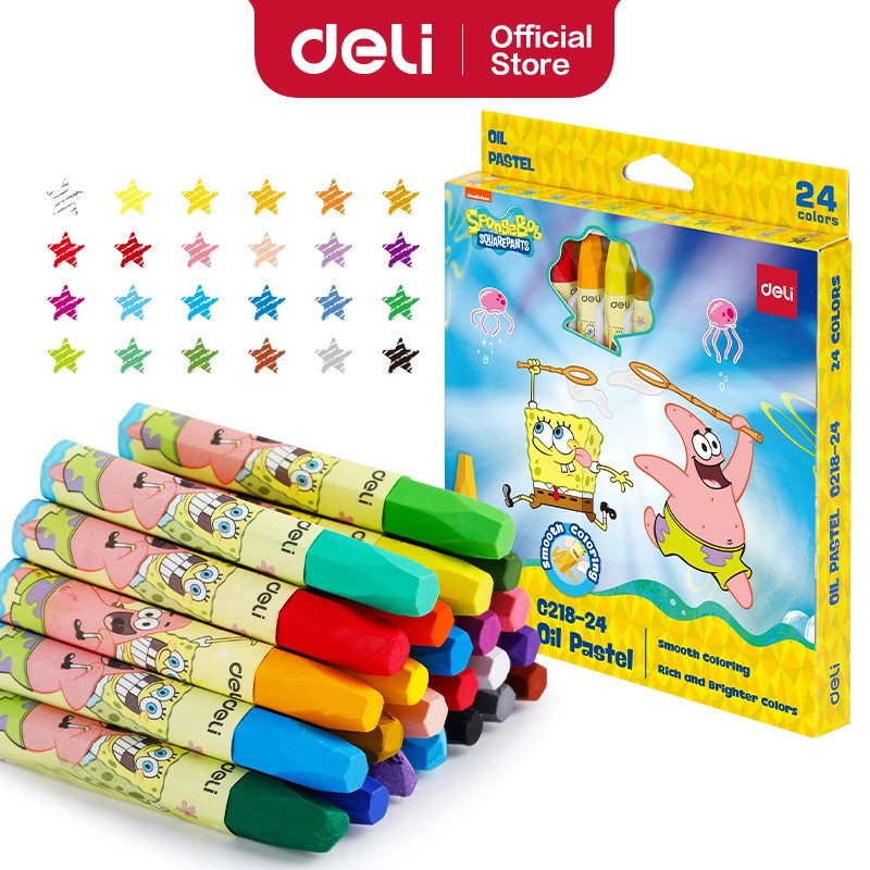 

Crayon / Oil Pastel Deli Edisi Spongebob EC218 - 24, 18 & 12 warna