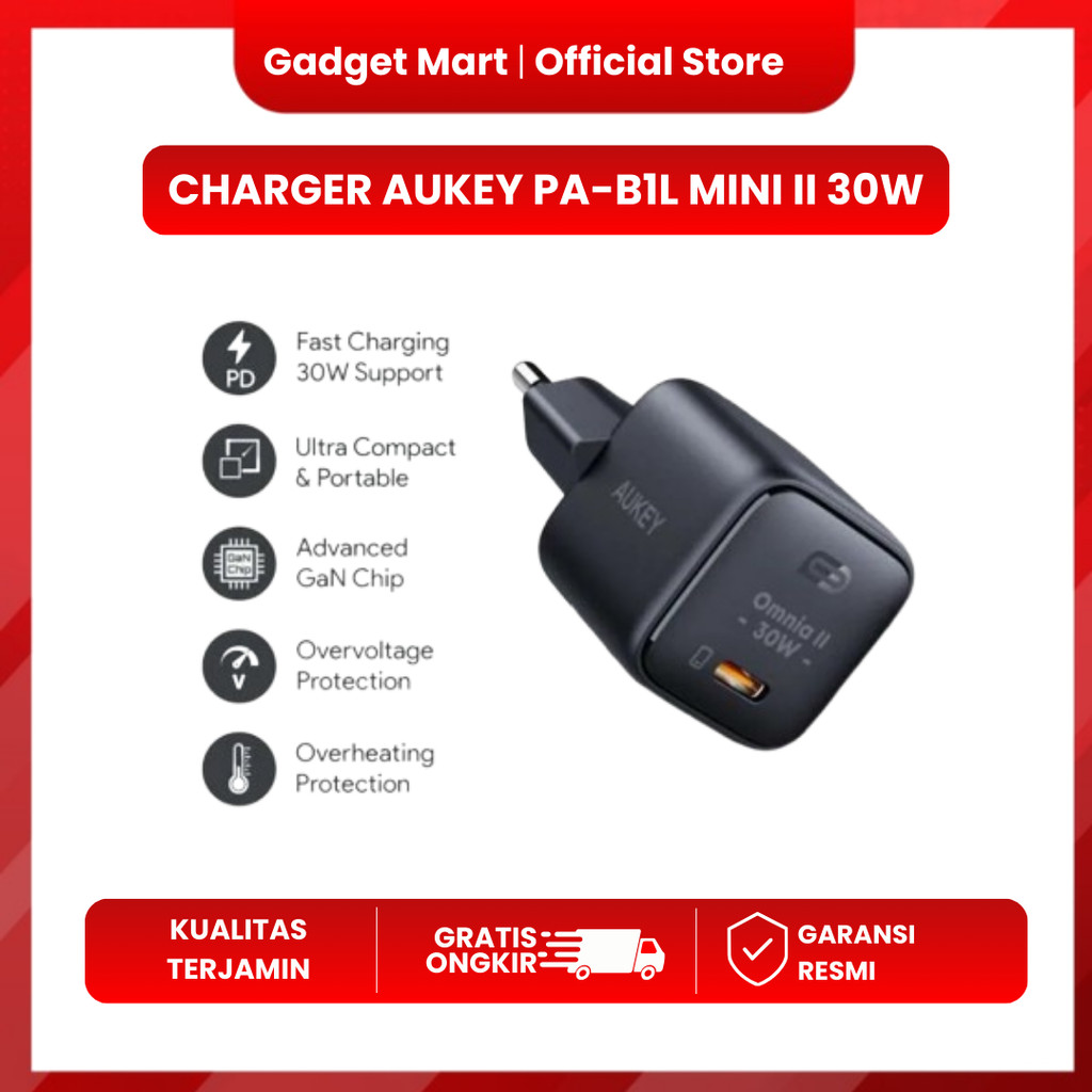 Charger Aukey PA-B1L Omnia Mini II 30W USB-C PD 3.0