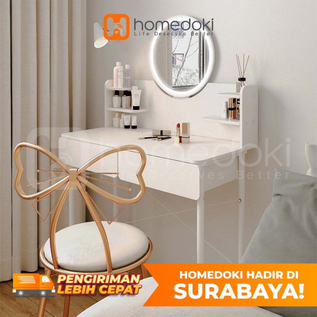 Homedoki Surabaya- Meja Rias/Meja Rias Aesthetic/Meja Rias Minimalis/Meja Rias Led/Meja Rias Lampu/M